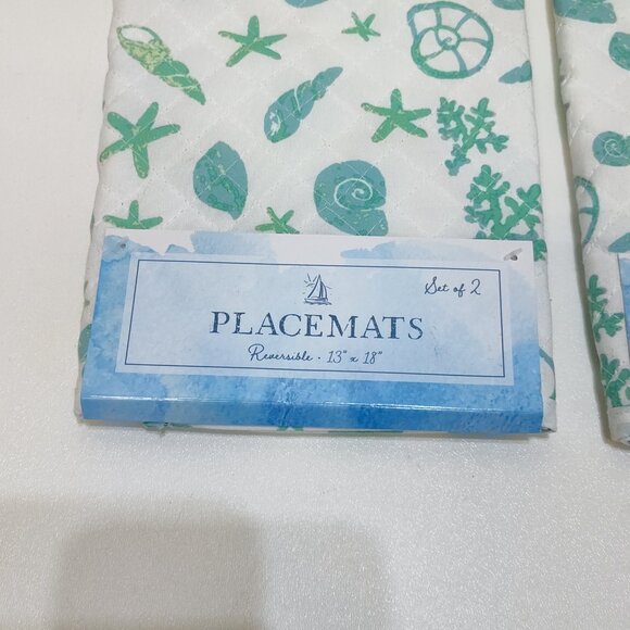 Best Brands Reversible Quilted Placemats - 4 Total Coastal Sea Shell 13"x18" NWT - Picture 6 of 8